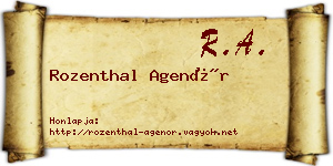 Rozenthal Agenór névjegykártya